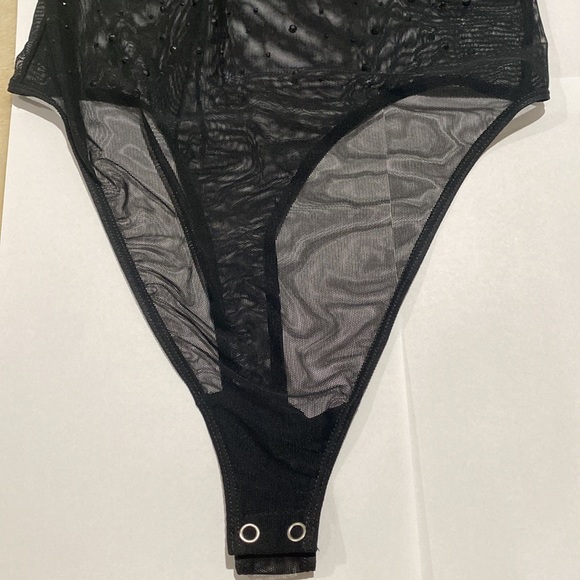 Good American Black Mesh Sequin Bodysuit Size Small - Picture 6 of 9
